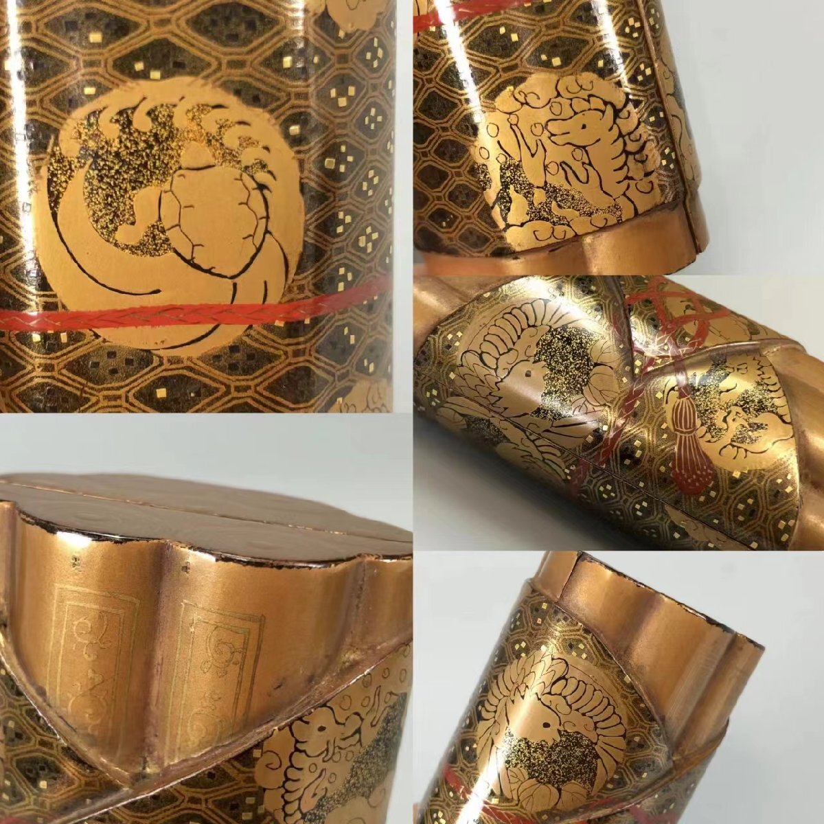 H0244C2 蒔絵卷物包香合 茶道具 香道具 蓋物 小物入 漆器 漆工芸 箱付 時代物_画像8