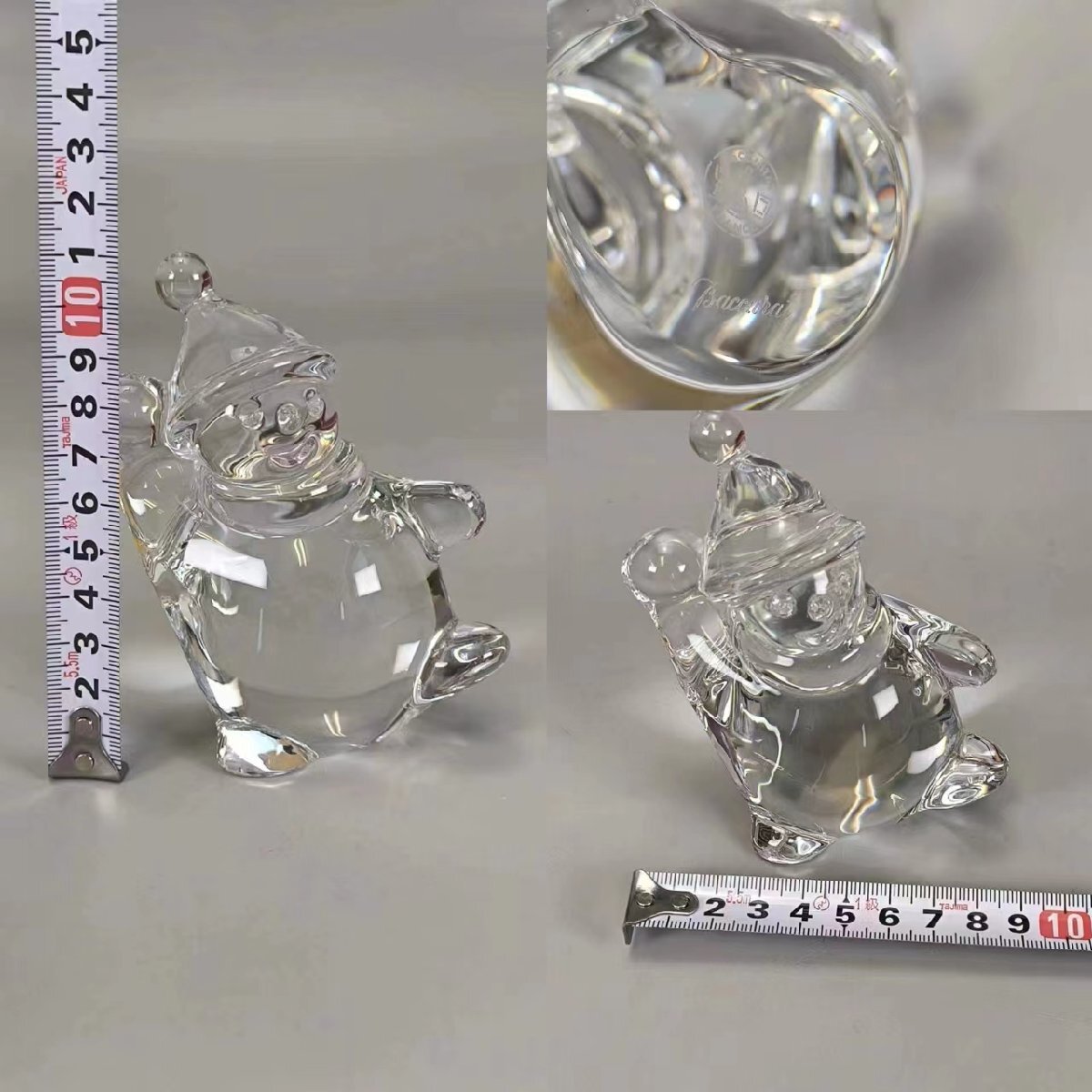 F0112 Baccarat バカラ クリスタルグラス 置物 雪だるま 縁起物 飾物 床置 共箱の画像10