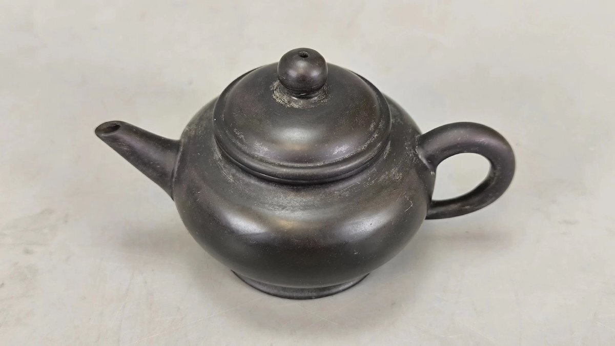 F0555 荊溪孟臣製 紫砂壺 茶道具 煎茶道具 後手急須 茶注 茶器 中国美術 時代物の画像5