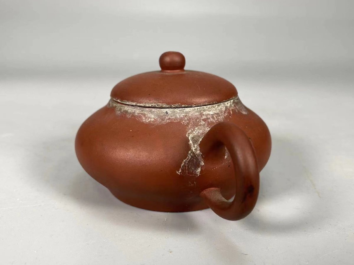 H0171 中国宜興 朱泥茶注 紫砂壺 茶道具 煎茶道具 急須 茶注 中国美術 時代物の画像4