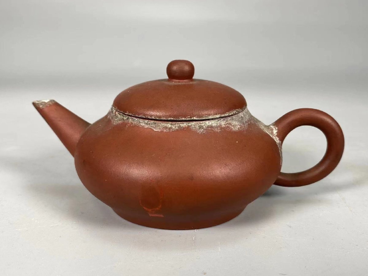 H0171 中国宜興 朱泥茶注 紫砂壺 茶道具 煎茶道具 急須 茶注 中国美術 時代物の画像3