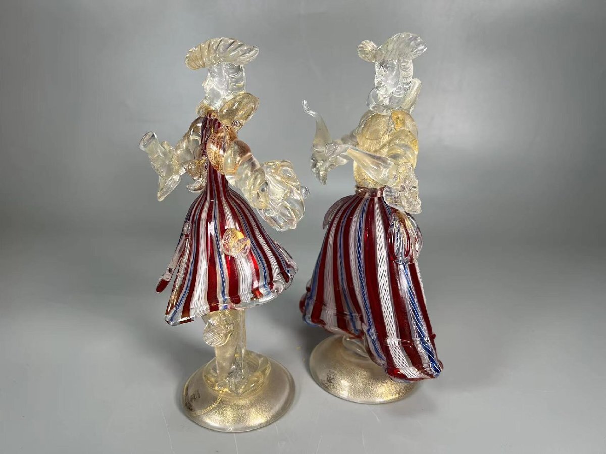 C0233 MUSEO DELLARIF VENEZIANA ベネチアンガラス 音楽奏者 金彩ガラス置物 縁起物 飾物 ガラス工芸 イタリア製の画像3