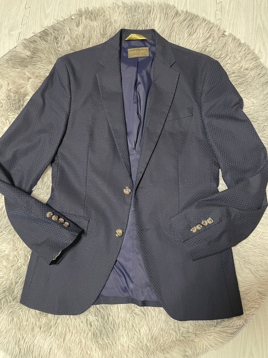 ザラ マン ビッグサイズ ネイビースーツ 春夏 裏地ボタン 玉虫色 ZARA ネイビー スーツ上下|Yahoo!フリマ(旧PayPayフリマ)