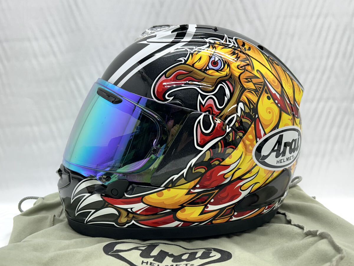 ④Arai RX-7X NAKASUGA 中須賀克行レプリカモデル フルフェイスヘルメット 神鳥 外装美品 Lサイズ ブラック系 アライ_画像1