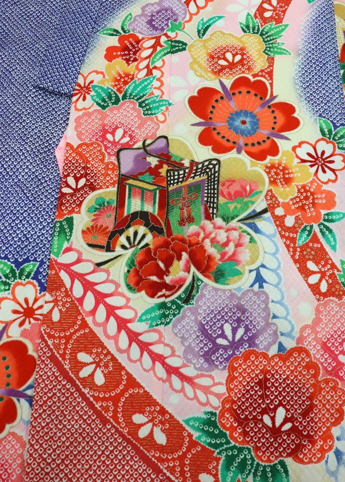 inagoya♪イベントや七五三に♪着用可【四つ身+襦袢】7歳用 女の子 化繊 中古 着物 USED kimono for kids y1635myの画像3