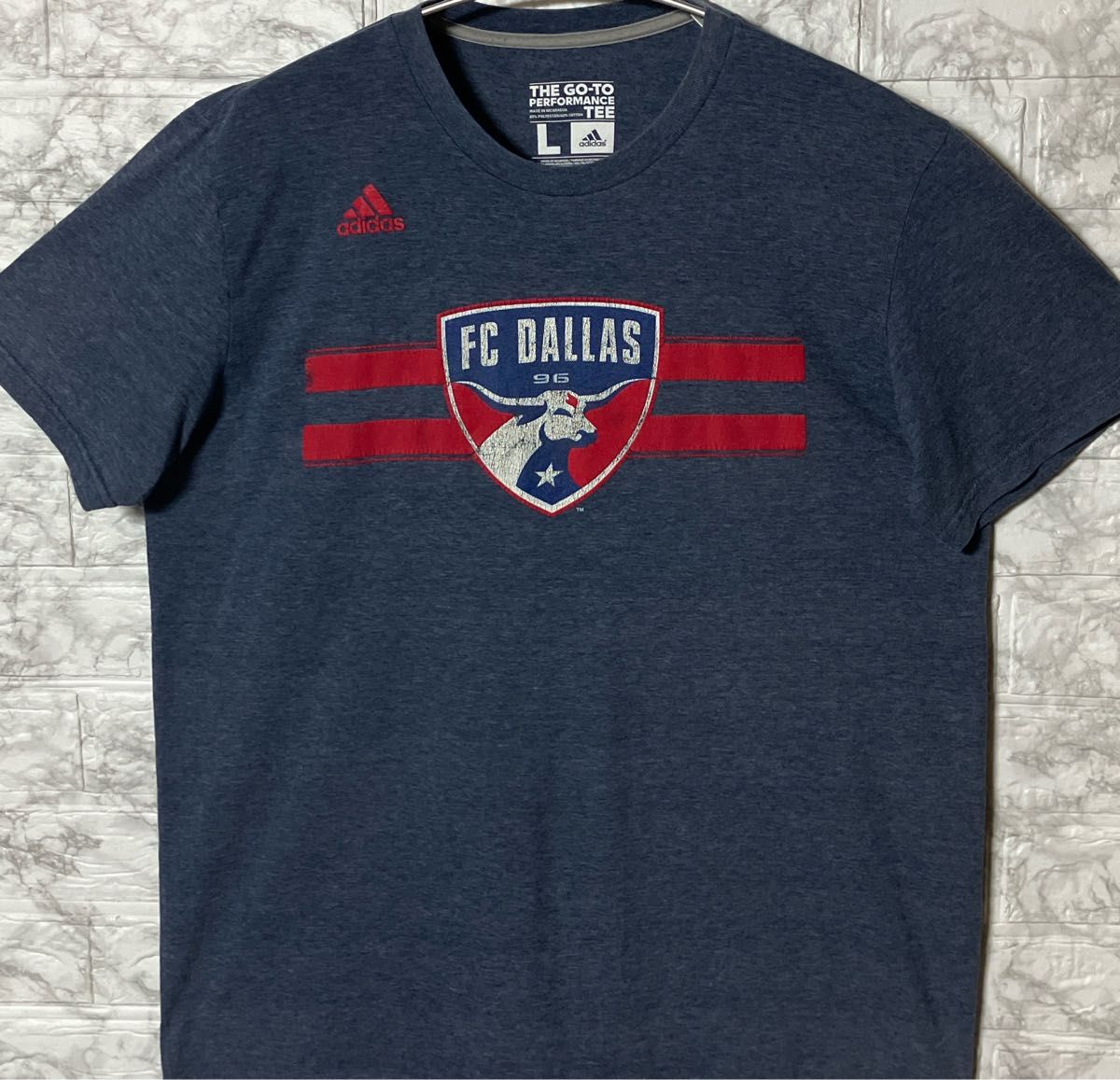 アメリカ古着 FC DALLAS サッカークラブチーム adidas ネイビーTシャツ Lsize FCダラス ビンテージ