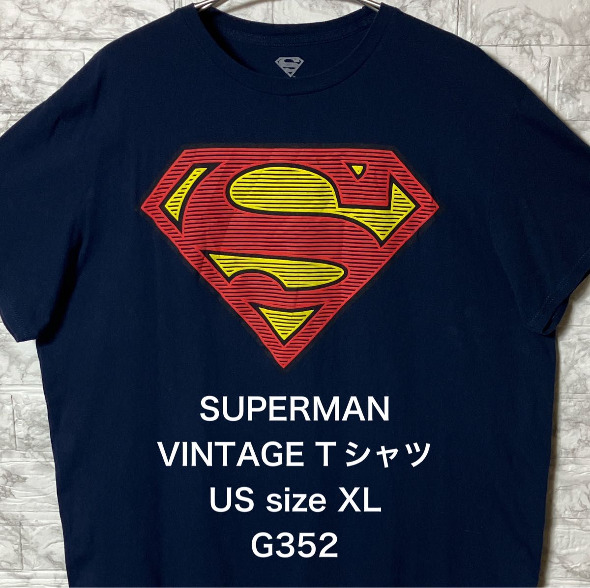 USA アメリカ古着 SUPERMANビッグロゴプリント XLsize ネイビーTシャツ スーパーマン ビンテージ オーバーサイズ