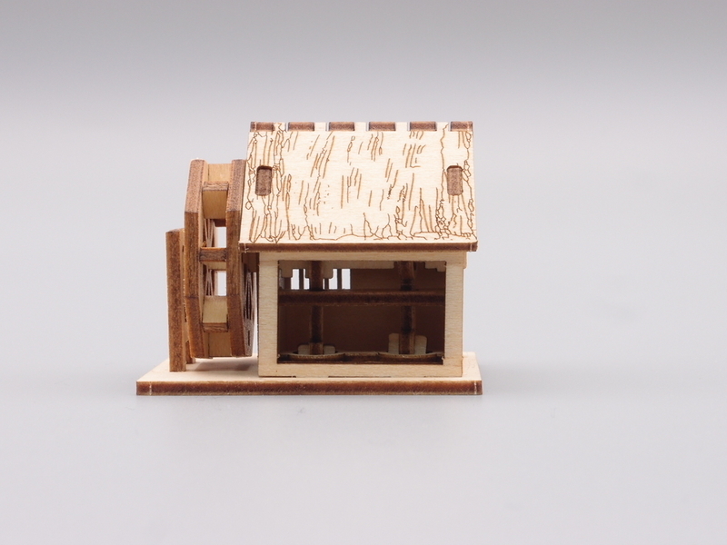 珍品ミニチュア 動く水車小屋 からくり 日本家屋 木造建築 ウッド木製 和風ジオラマ情景 リーメント ウッドクラフト ドールハウス 時代劇の画像6
