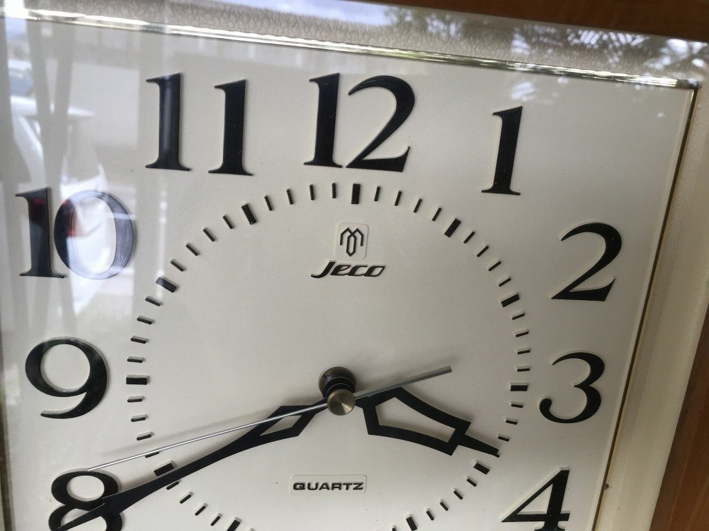 ★ ｊｅｃｏ 木枠 昭和レトロ 【動作ＯＫ】 掛け時計 掛時計 アナログ 檜 ひのき アンティーク 柱時計 vintageの画像5