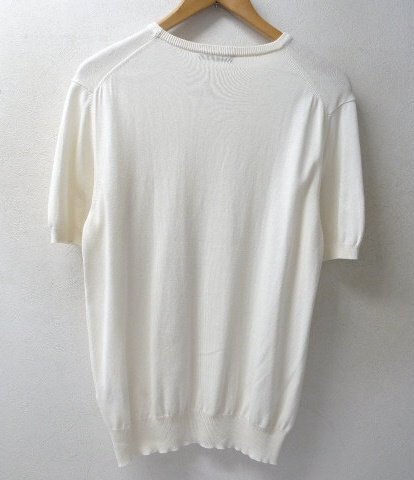 ◆BEAMS-F ビームスエフ イタリア製 クルーネック サマー ニット Tシャツ オフホワイト系 サイズ48_画像2