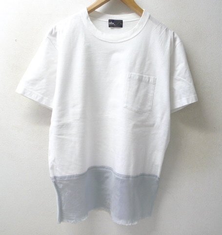 ◆kolor カラー 裾切替 クルーネック ポケット付き Tシャツ 白 サイズ2 美の画像1