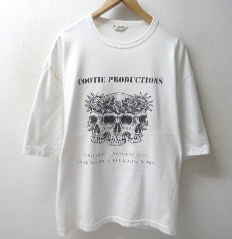 ◆COOTIE クーティー COOTIE × HANGOUT Print Oversized S/S Tee スカル オーバーサイズ Tシャツ サイズS 白系の画像1