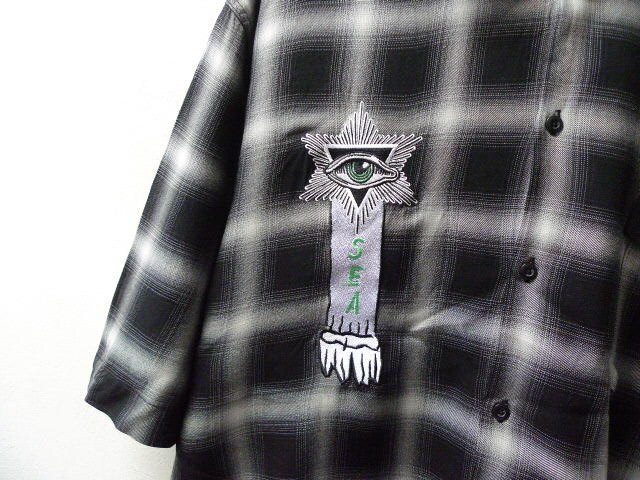 ◆WIND AND SEA ウィンダンシー 23ss 美品 XL Koichiro TakagiPlaid Shirt オンブレ チェック 半袖シャツ 黒 サイズXLの画像2