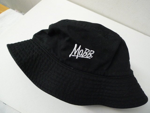 ◆MOBB モブ ロゴ刺繍 バケットハット サイズ L 美品　コットン 帽子 黒_画像1