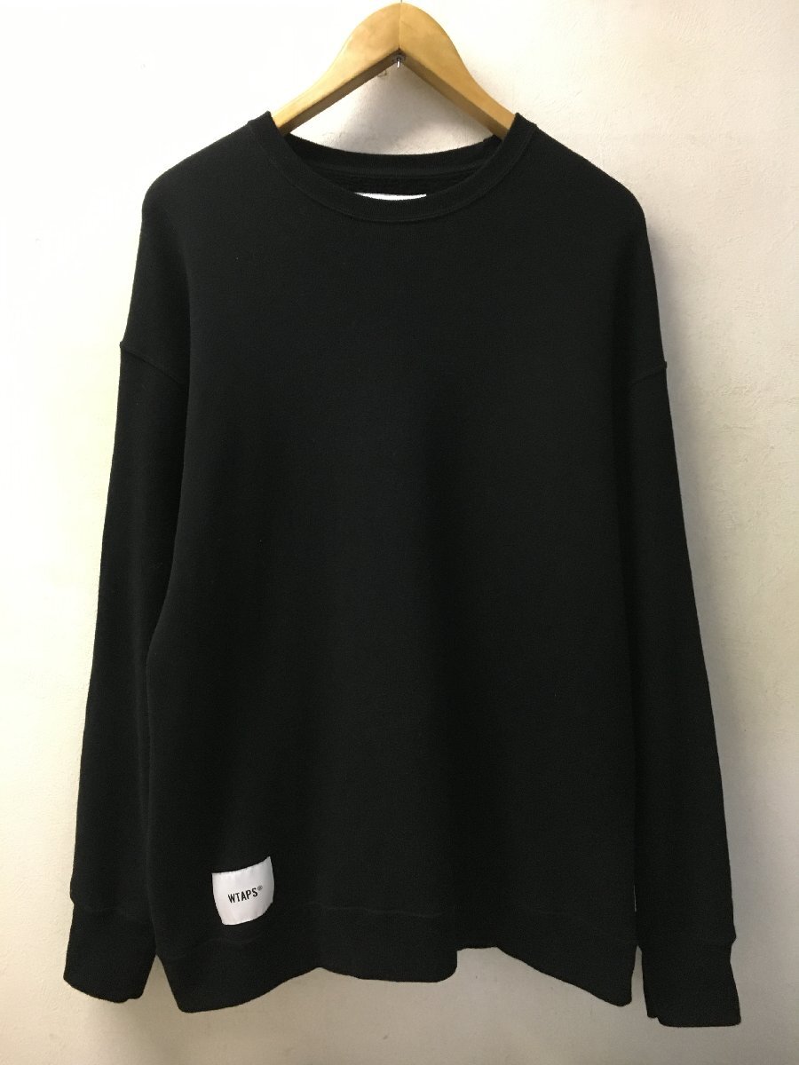 ◆WTAPS ダブルタップス 22AW SWEAT TRAINER 222ATDT-CSM08 スウェット 黒 サイズ X03 (L)の画像1