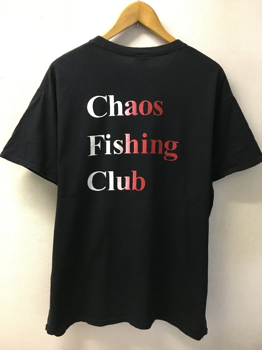 ◆Chaos Fishing Club CFC カオスフィッシングクラブ ロゴプリント クルーネック Tシャツ 黒 サイズL ブリーチ跡ありの画像3
