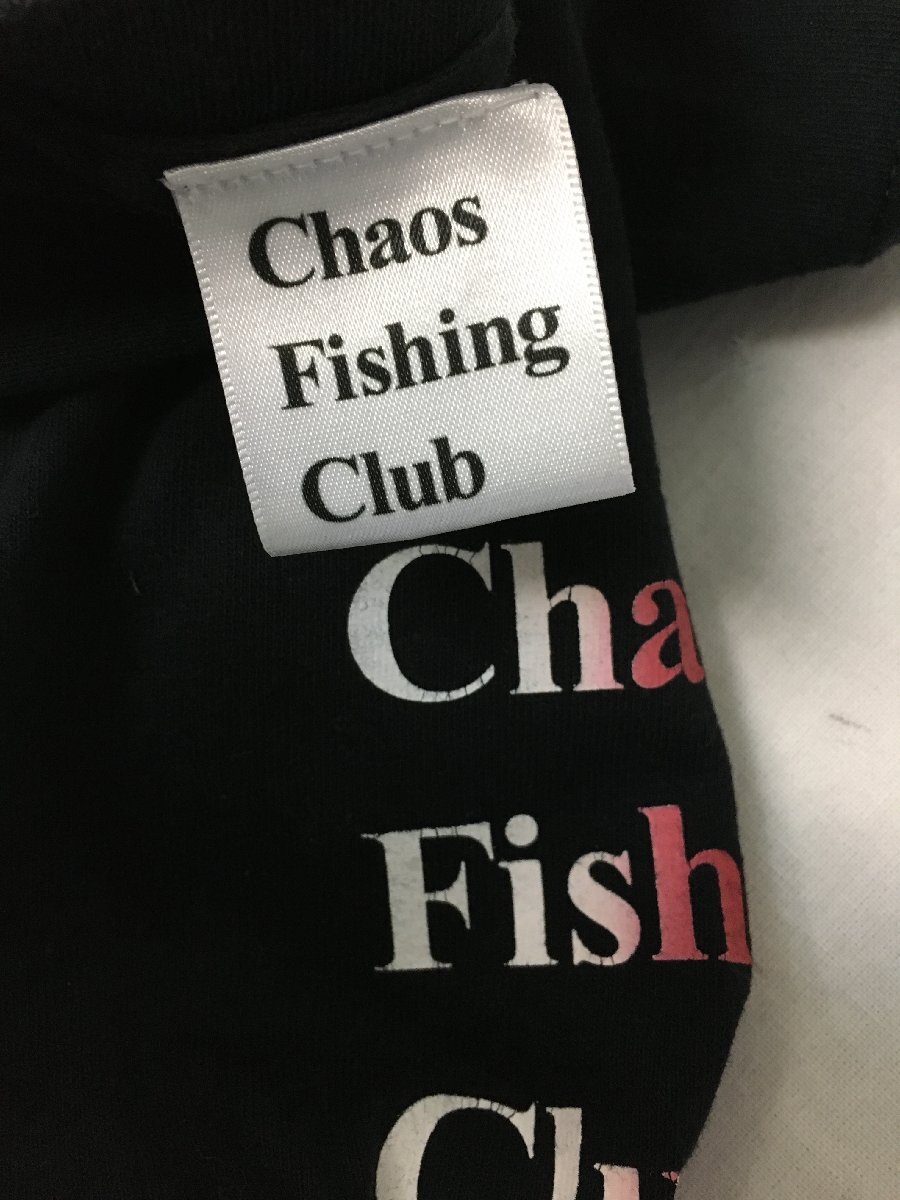 ◆Chaos Fishing Club CFC カオスフィッシングクラブ ロゴプリント クルーネック Tシャツ 黒 サイズL ブリーチ跡ありの画像5