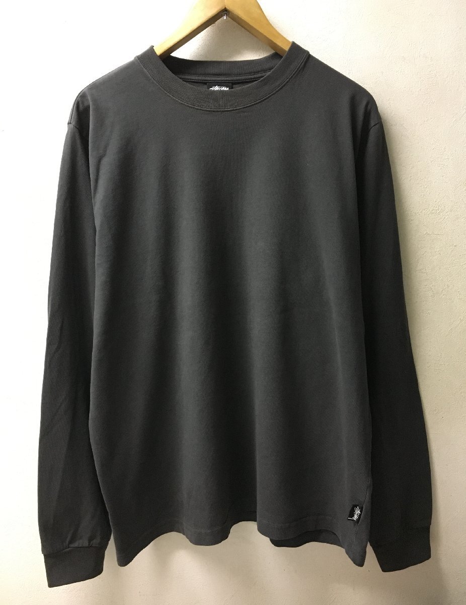 *Stussy Stussy вырез лодочкой Basic long T длинный рукав одноцветный футболка серый серия уголь размер M