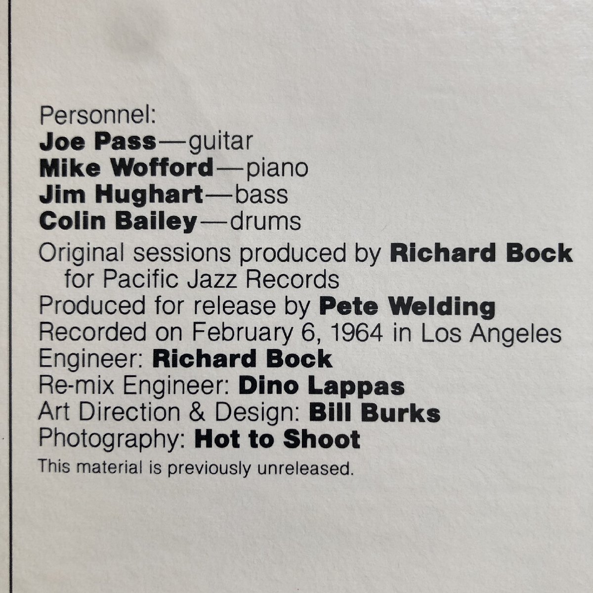 美盤 1981年 Blue Note LT-1103 米国 本国オリジナル盤 Joe Pass Quartet LPレコード Joy Spring: Jim Hughart, Colin Bailey,Mike Wofford_画像6
