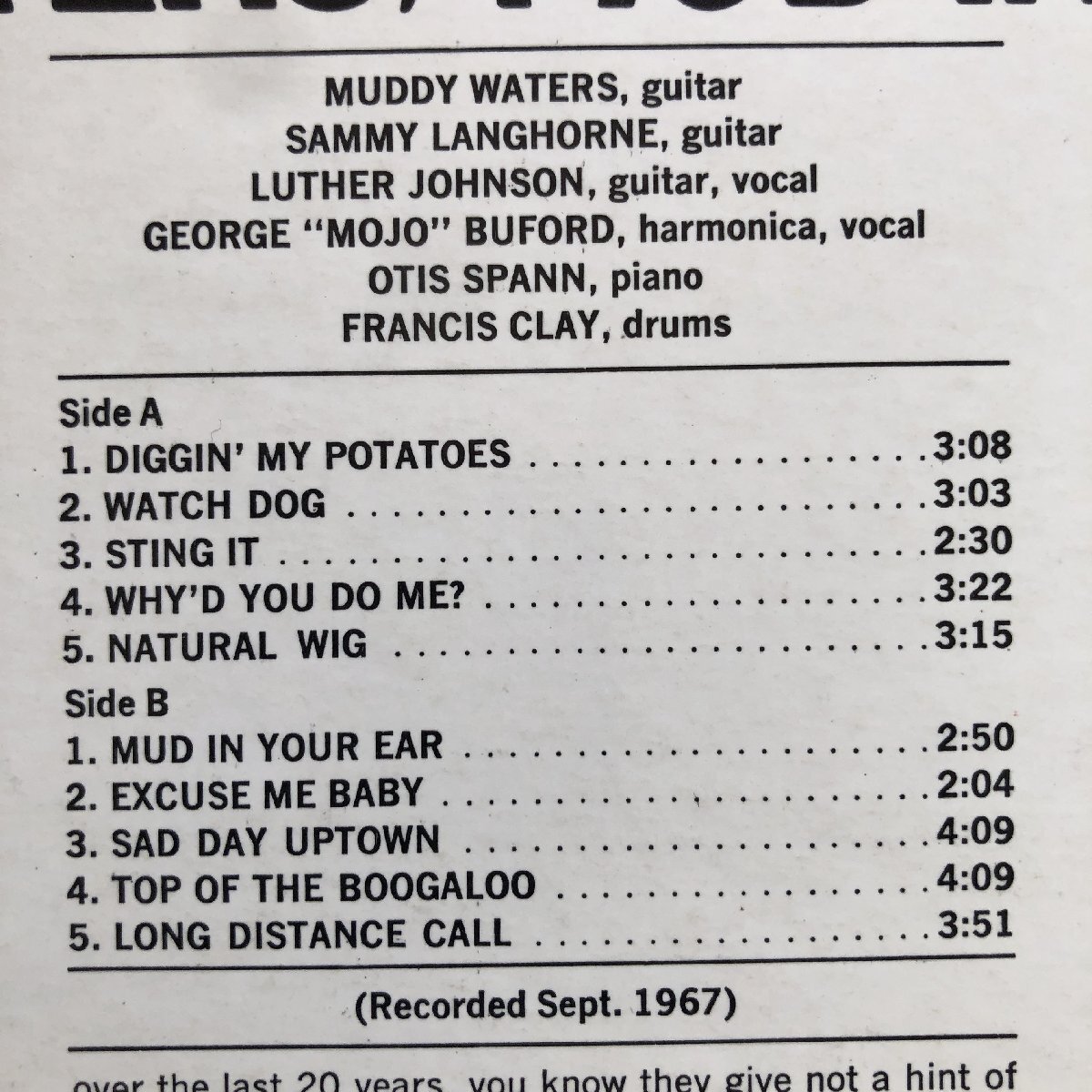 良盤 良ジャケ 1973年 米国 本国オリジナルリリース盤 Muddy Waters LPレコード Mud In Your Ear: MASTERING BY FRANKFORD/WAYNE刻印_画像6