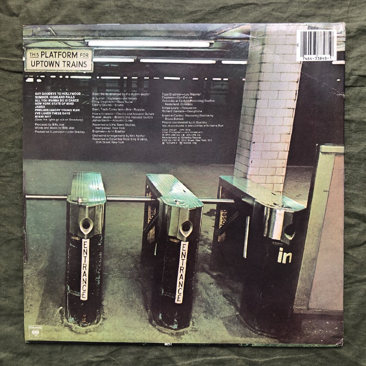 良盤 TML-M刻印 1976年 PC 33848 米国 本国オリジナル盤 ビリー・ジョエル Billy Joel LPレコード ニューヨーク物語 Turnstiles 名盤_画像2
