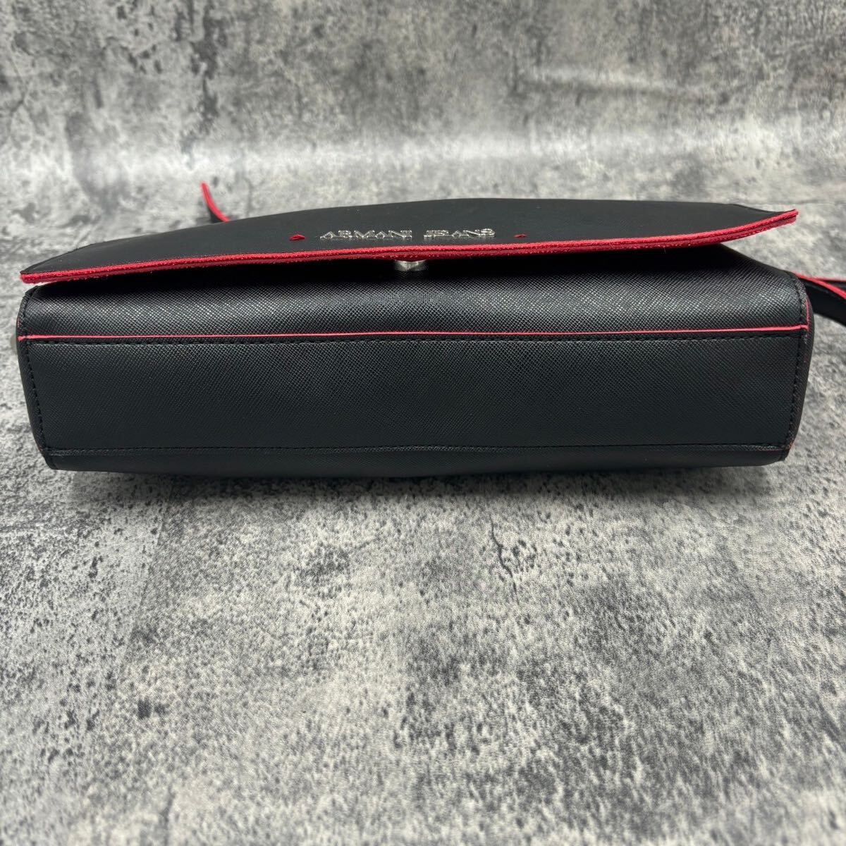 * unused class diagonal ..* Armani ARMANI JEANS men's shoulder bag body sakoshu pochette black red black color red business 