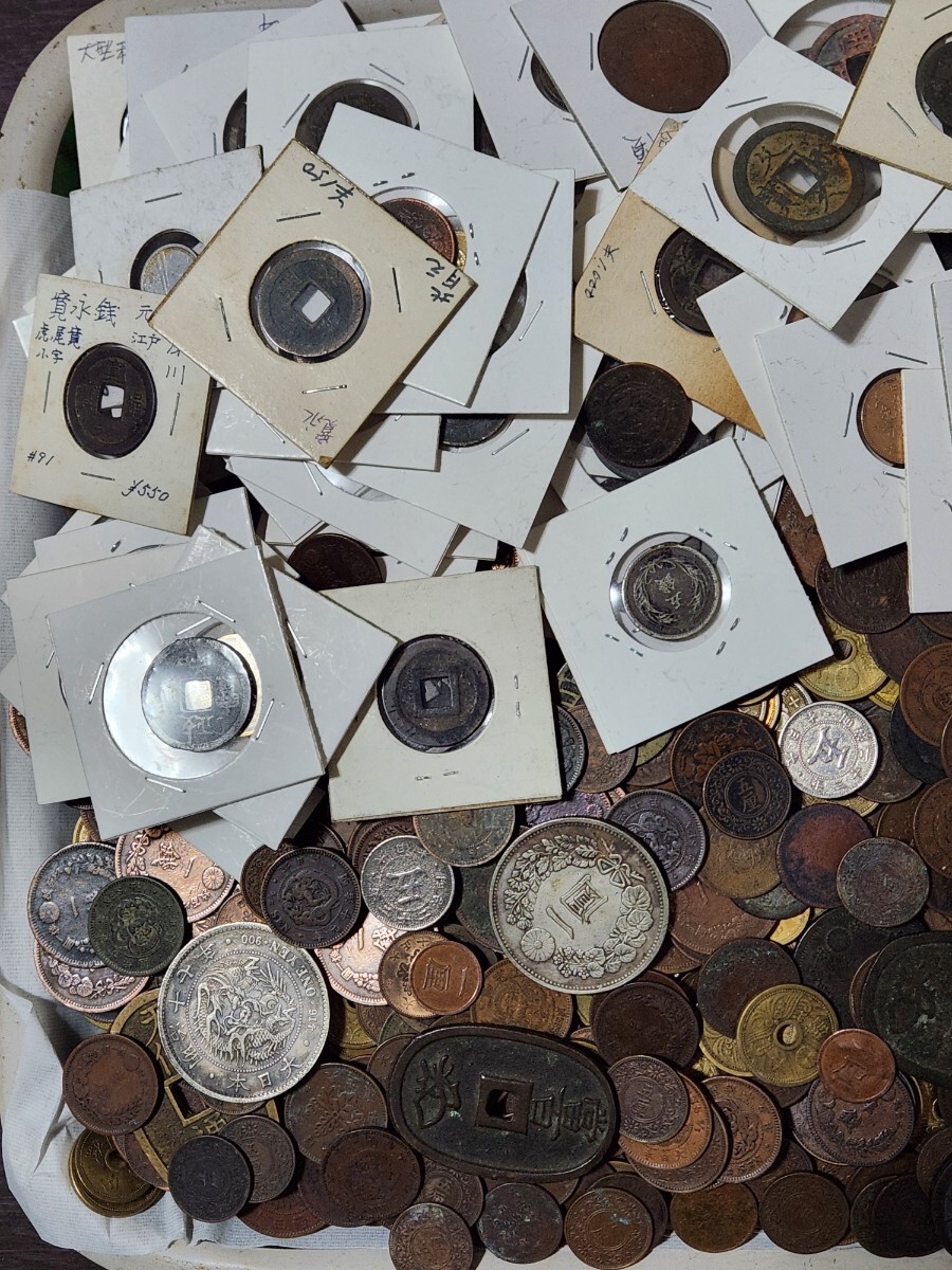 古銭、未選別、5kg以上 黄銅貨、白銅貨、 天保通宝、 寛永通宝、5銭、2銭、1銭、5厘．1厘 など大量の画像2