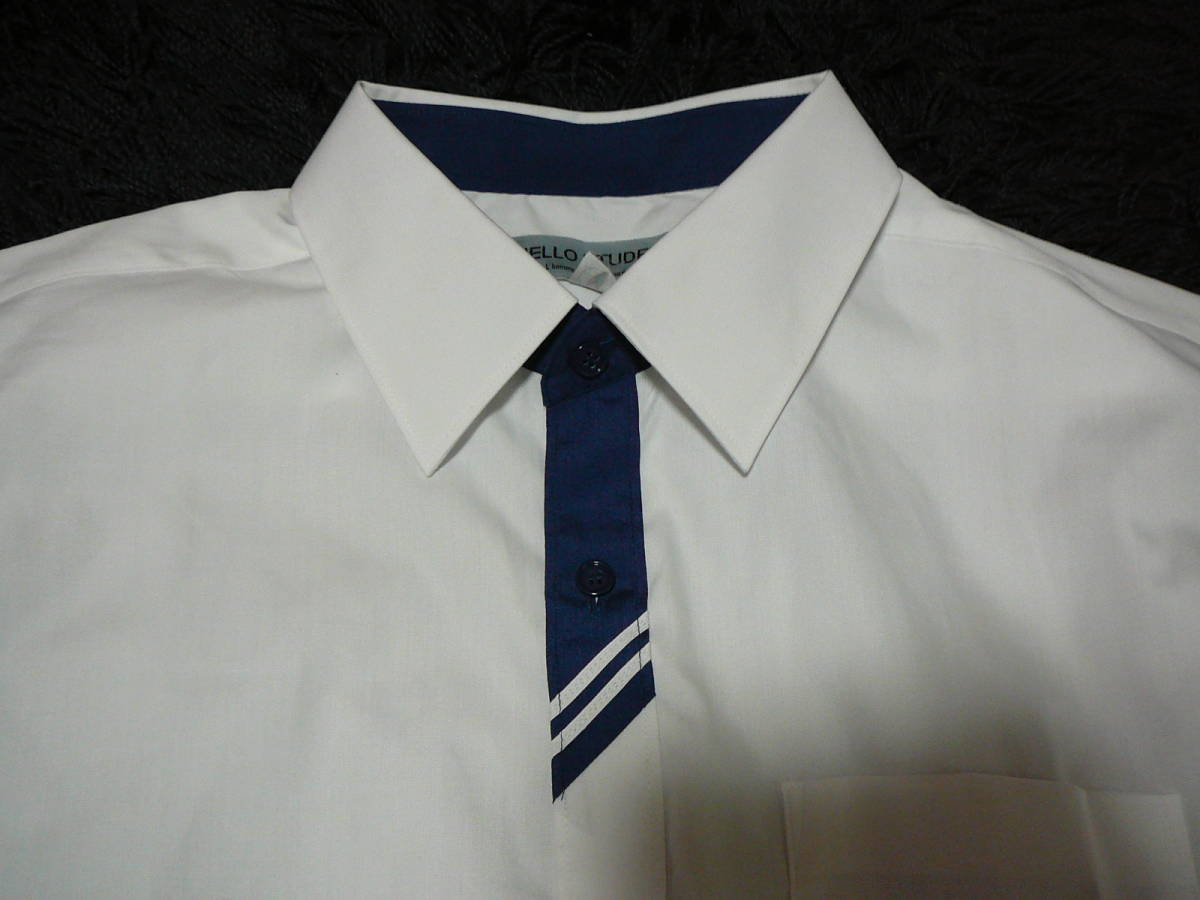 * стоимость доставки 230 иен * нераспечатанный товар M размер белый земля . темно-синий цвет. one отметка ввод school блуза рубашка 