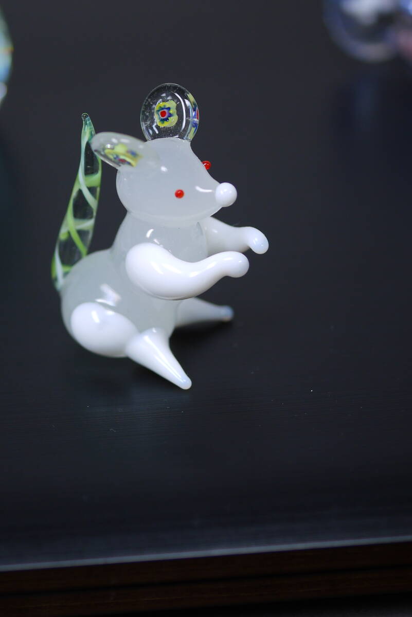 ガラス置物 マウス 幸運を呼ぶ動物 ミルフィオリの画像1