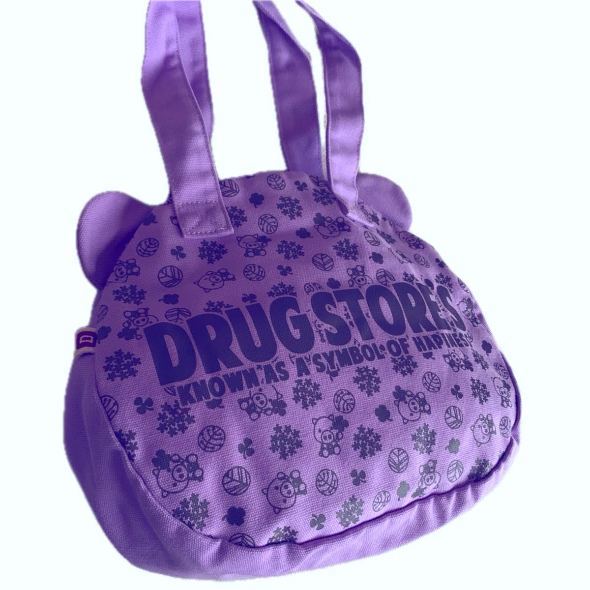 'Drug Store's 新品未使用　タグ付き　キャンパストートバッグ　ドラッグストアーズ エコバッグ　豚の顔　パープル色