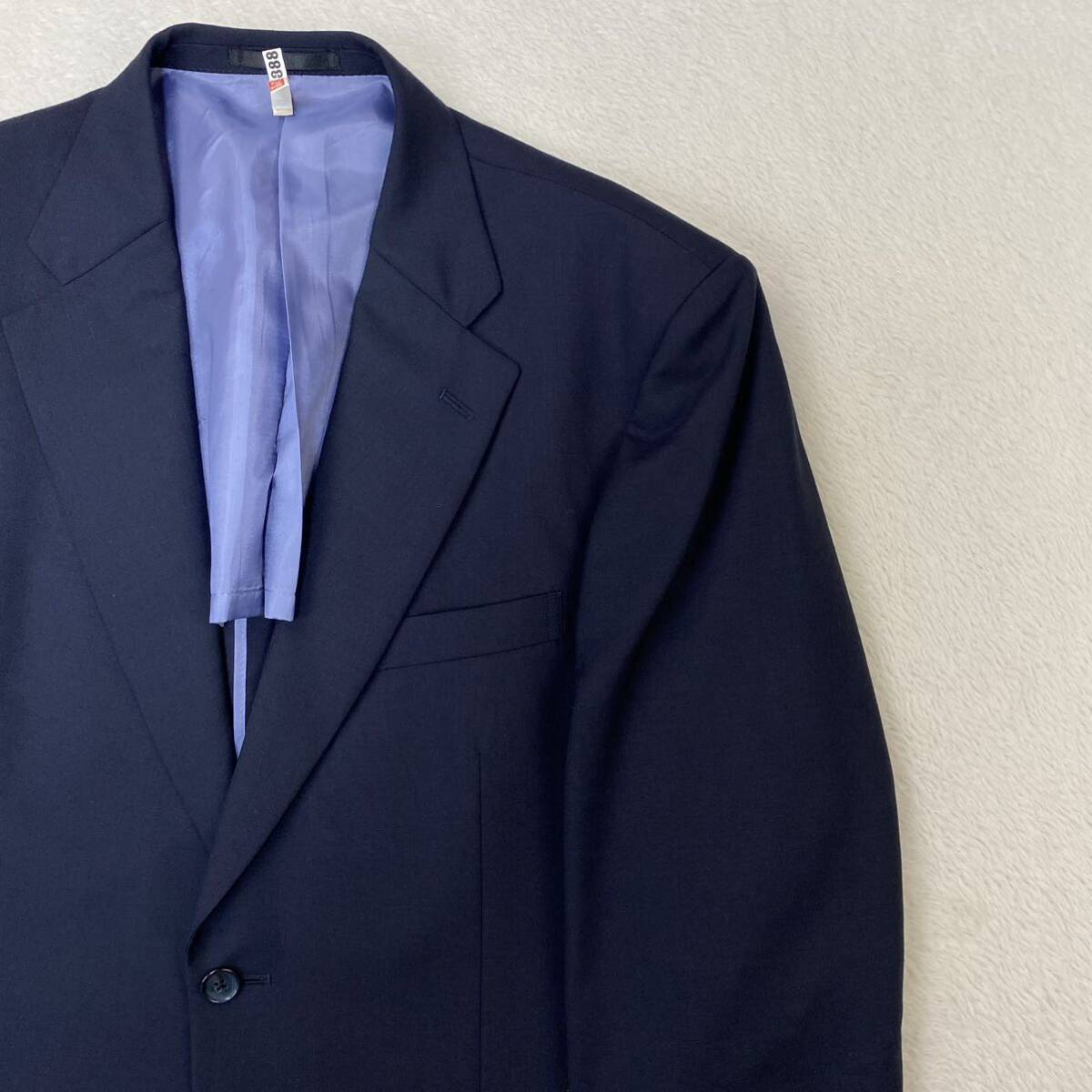 ALPHA NIKKE アルファニッケ 上下セットアップスーツ 紳士服 ウール100% ネイビースーツ シングル ビジネス 入学式 大きいサイズの画像3