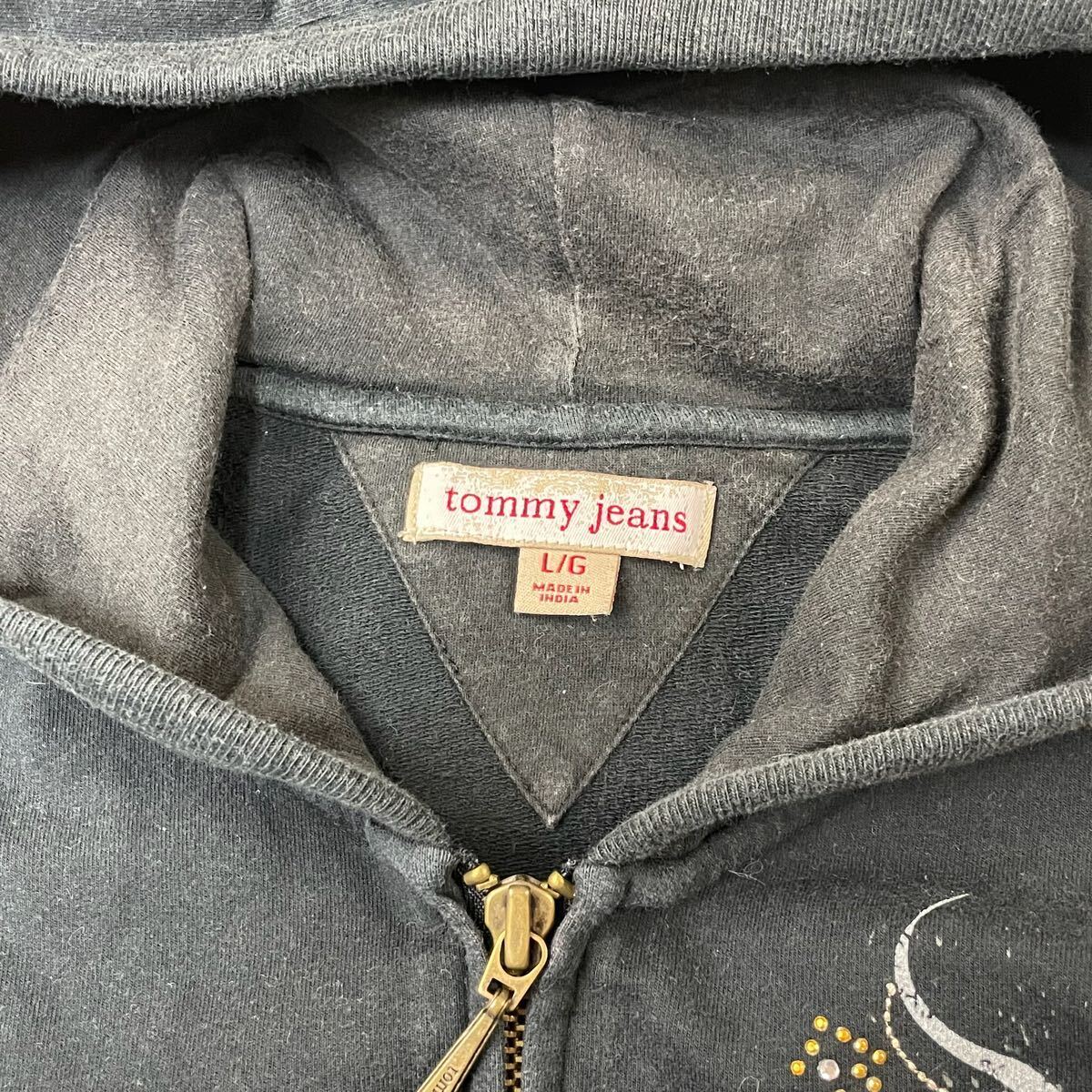tommy jeans トミージーンズ ジップアップパーカー スウェットパーカー ストレッチコットン バックロゴ インドコットン インド綿レディース_画像4