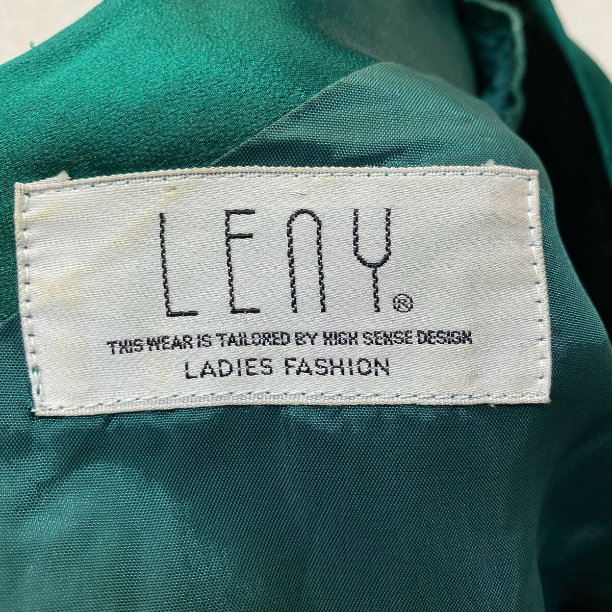 LENY レニー 衣装ワンピース カラードレス 発表会 社交ダンス 華やか 光沢 グリーン チュール有 9号 M相当_画像4