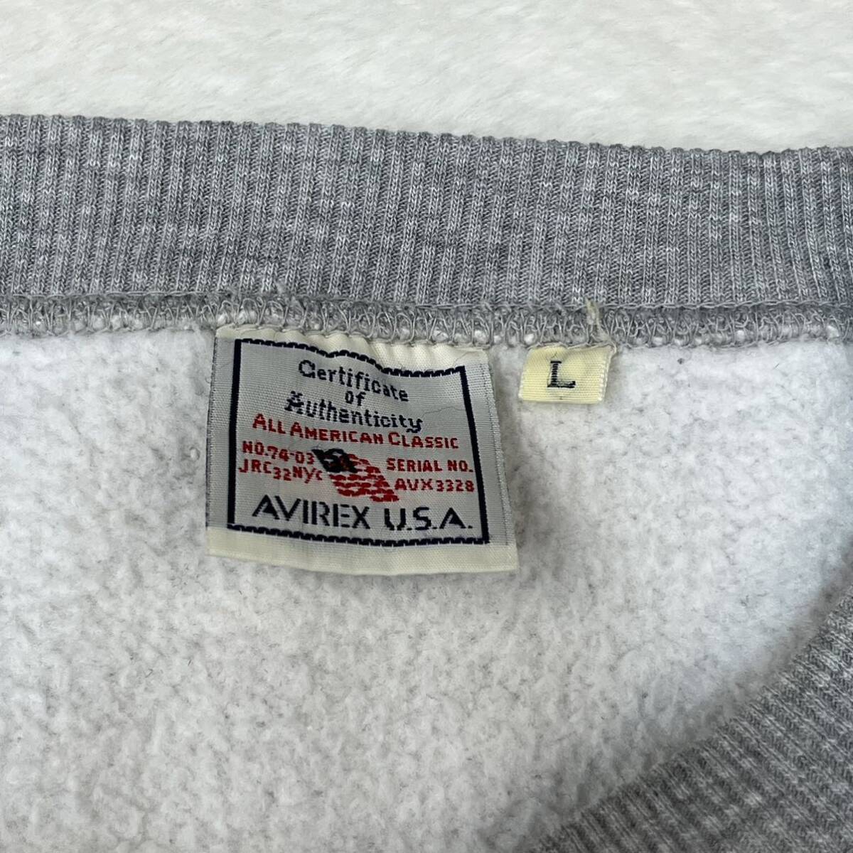 AVIREX USA アヴィレックス 裏起毛スウェットトレーナー コットン 胸ロゴ プリント オーバーサイズ ゆったり 国内正規品 L〜XL相当_画像4