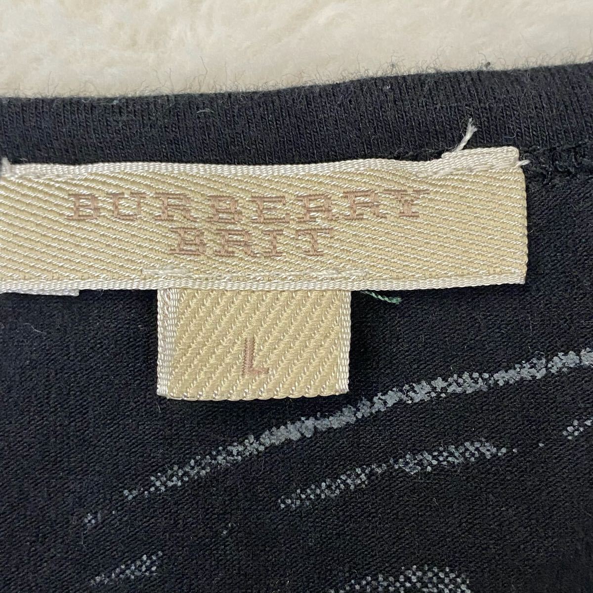 BURBERRY BRIT バーバリーブリット 長袖Tシャツ ロングTシャツ ロンT カットソー 英国 ブリティッシュ コットン100% 古着 メンズ Lサイズの画像4
