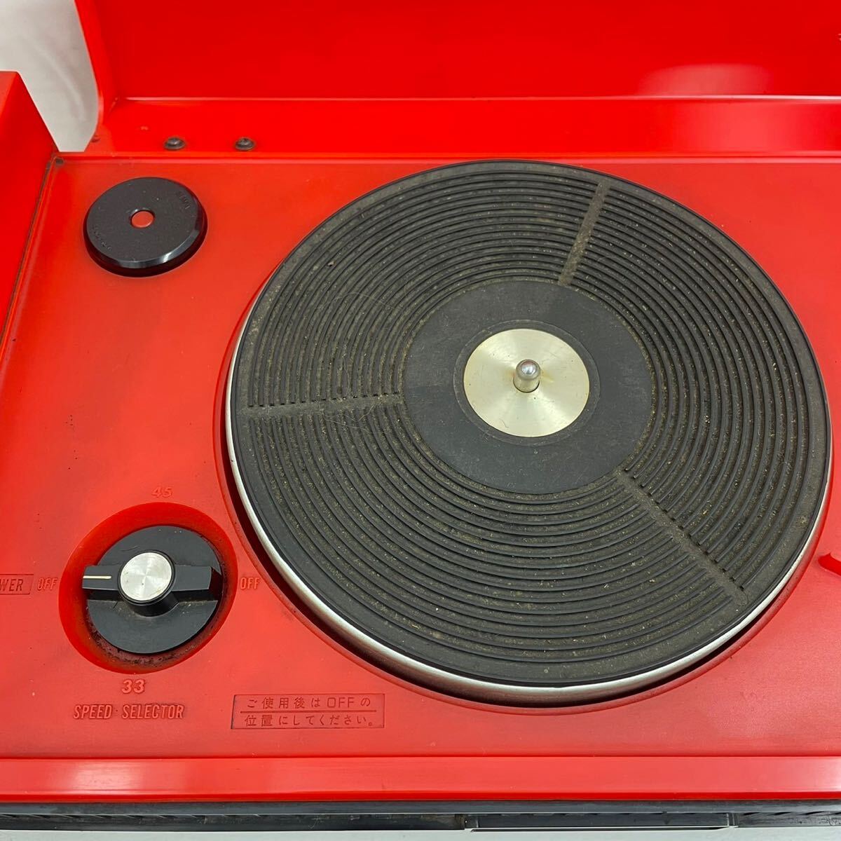 181*[ electrification verification settled ]National National compact record player SF-458 turntable red audio equipment Showa Retro *