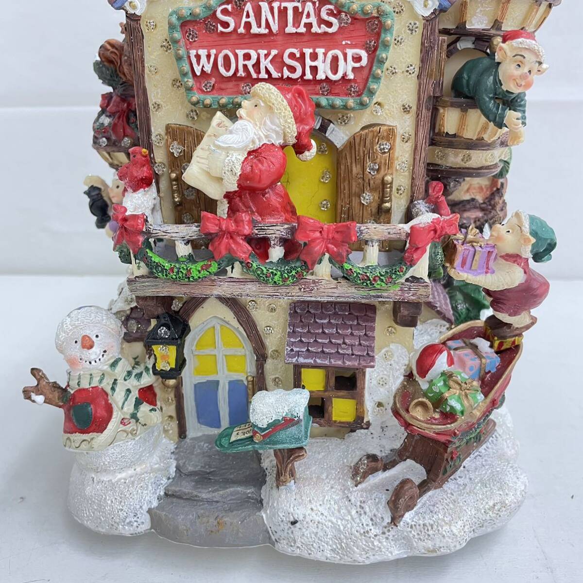 200☆【現状品】クリスマス 置物 X'mas Fiber Optic House インテリア SANTA'S WORK SHOP 小物 ライトアップ ☆_画像3