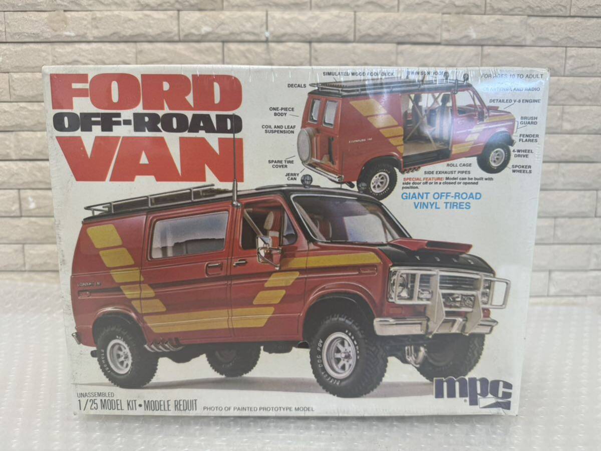 三283☆【未開封】mpc FORD OFF-ROAD VAN プラモデル 1/25 フォード オフロードバン 希少品 当時物 シュリンク破れ汚れ有り☆の画像1