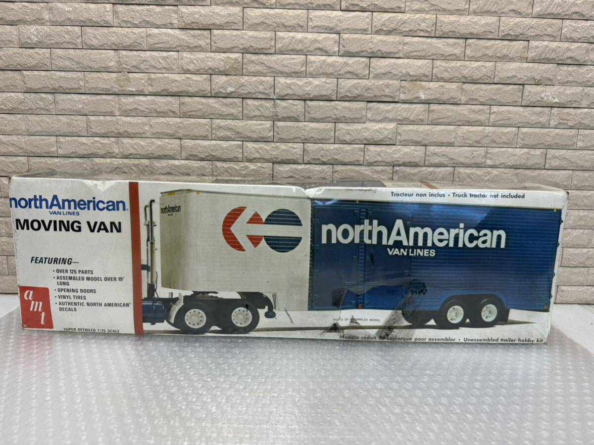 三292☆【未開封】amt プラモデル northAmerican VANLINES MOVING VAN 1/25 当時物 希少品 未組立 シュリンク破れ汚れ有り☆_画像1