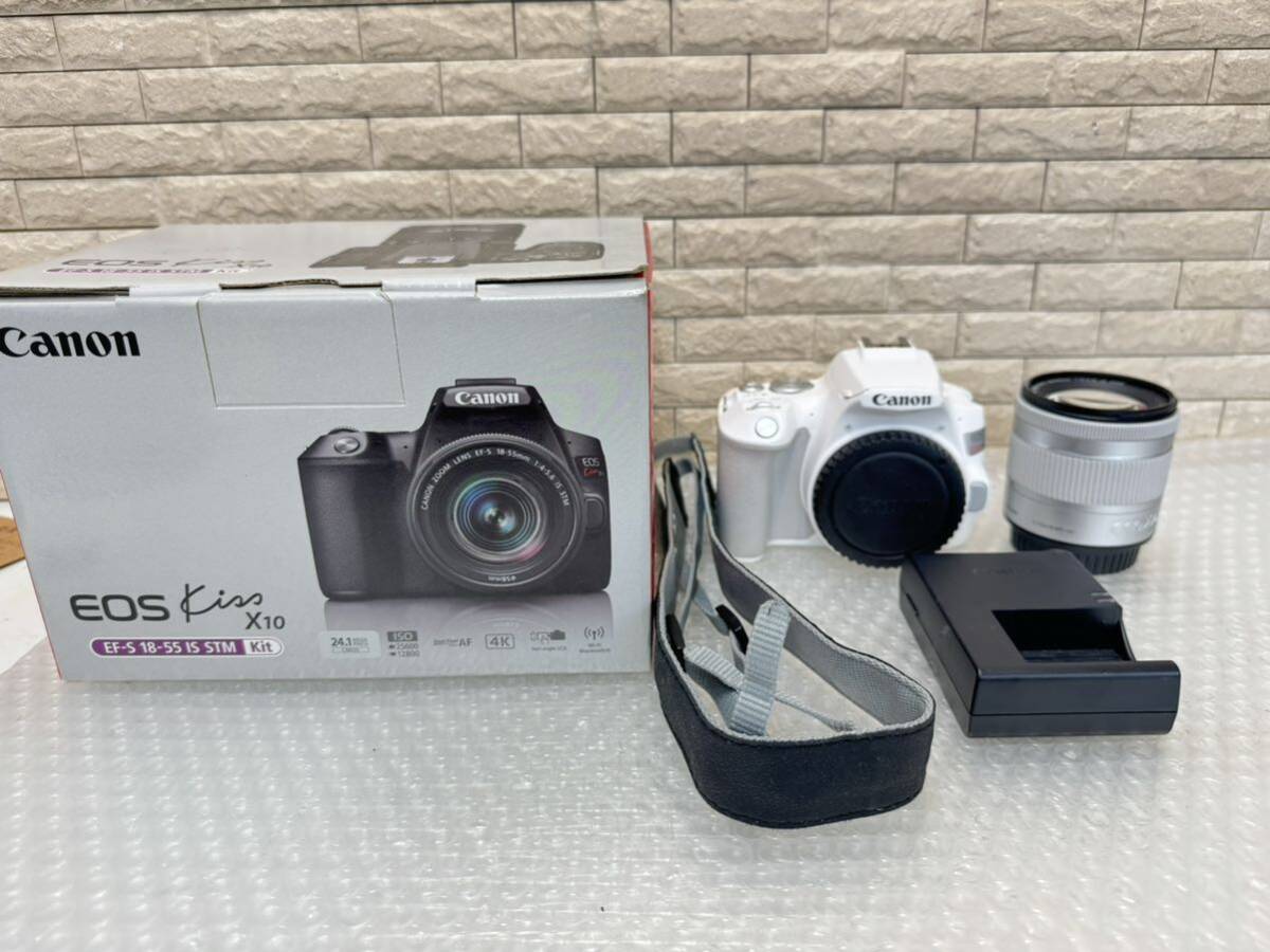 三399☆【通電確認済】Canon EOS Kiss X10 EF-S 18-55mm レンズキット デジタル一眼レフカメラ キャノン ホワイト☆の画像8