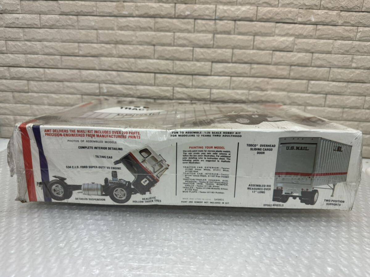  three 580*[ unopened ]amt U.S.MAIL plastic model 1/25 TRACTOR AND TRAILERSET tractor tray la- set rare goods that time thing shrink crack dirt have 