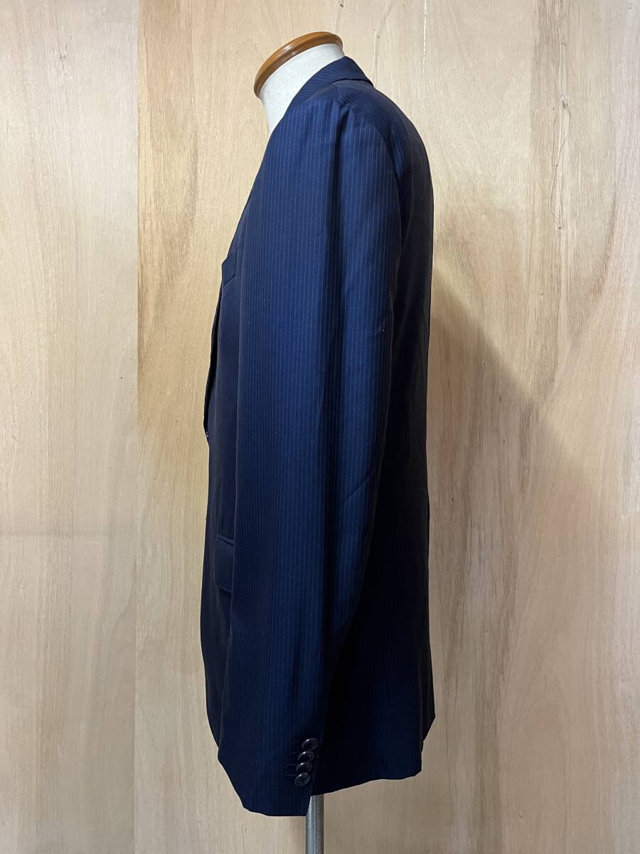 綺麗 THE SUIT COMPANY スーツカンパニー シルク混 4シーズンウォッシャブル生地 ストライプ シングルスーツ 紺 サイズ1806D XL相当の画像2