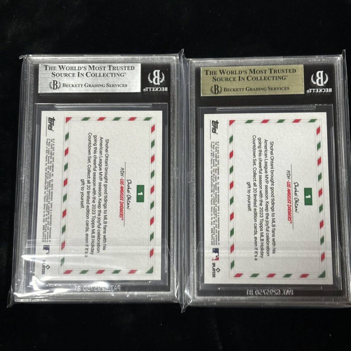 BGS 9＆ 9.5 TOPPS HOLIDAY COUNTDOWN 1 SHOHEI OHTANI 大谷翔平 鑑定品 2枚セット ドジャースの画像10