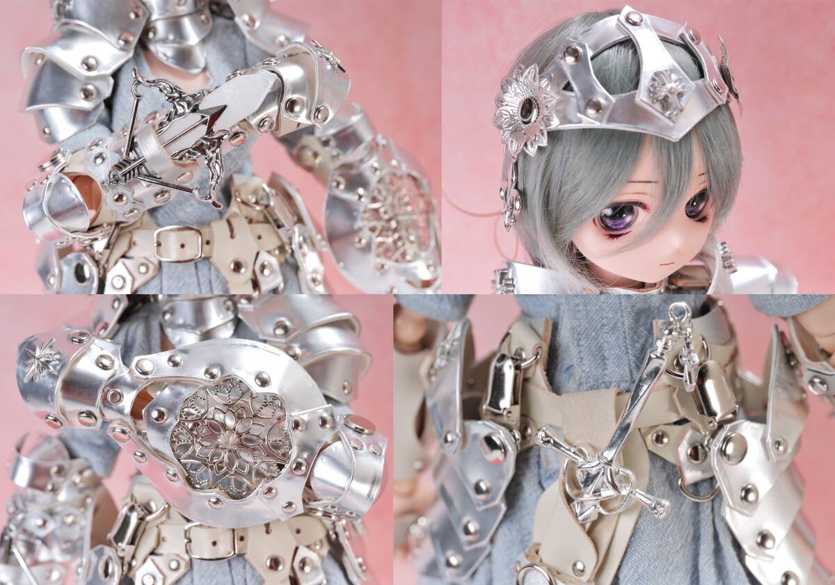 千葉DOLL工房 1/3 ドール MDD MDDもちあし 対応型 ファンタジー メタルアーマー 金属甲冑 ボウガン 盾 ガントレット 本革製 剣と鞘付きの画像3