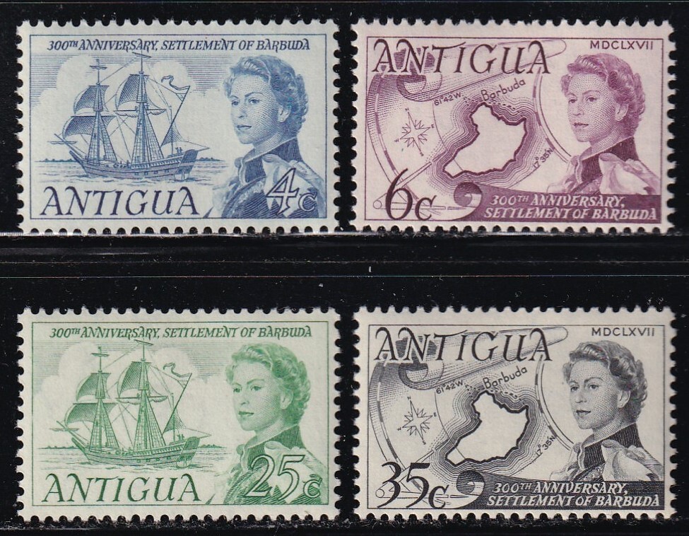 アンティグア・バーブーダ島の英国植民地化３００年＜１９６７年＞（未）４種完の画像1