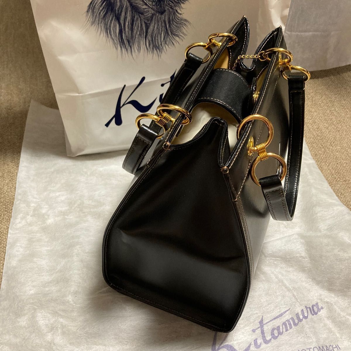 新品未使用 Kitamura キタムラ 黒 レザーハンドバッグ 新品未使用 Kitamura キタムラ 黒 レザーハンドバッグ
