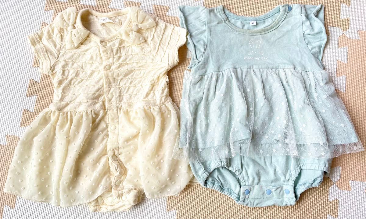 2枚セット☆ロンパースワンピース 80 綿100 ベビー服　キッズ　子ども服