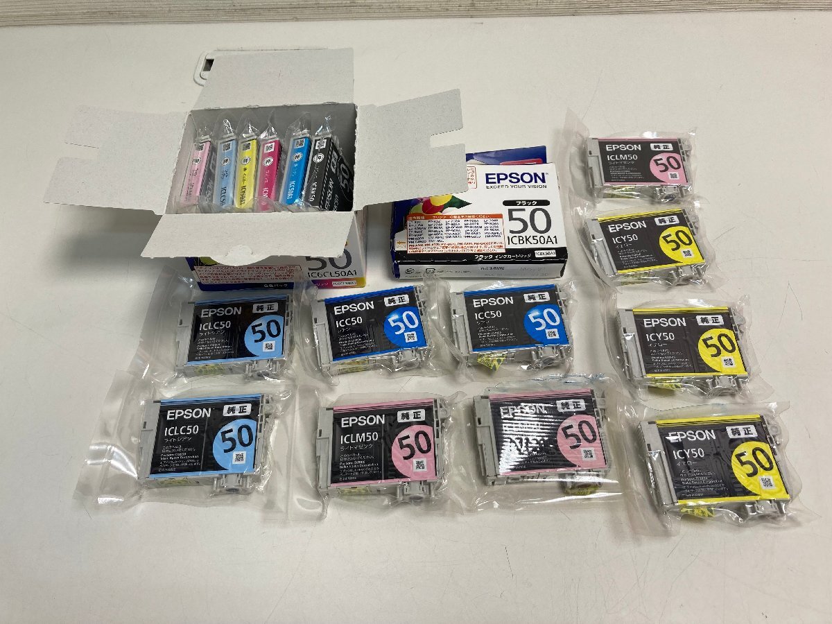 【★30-5009】■ジャンク■EPSON 純正 インクカートリッジ 50 風船 17本セット IC6CL50A1 ICBK50A1 ICM50 ICLM50 ICY50 IVV50 ICLC50（4249の画像1