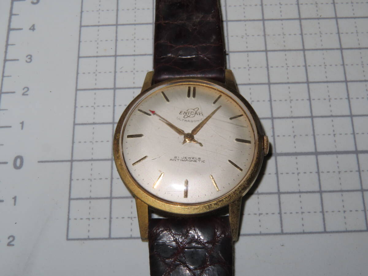 ネコポス可 ENICAR ULTRASONIC エニカ ウルトラソニック 21石 手巻き腕時計の画像1