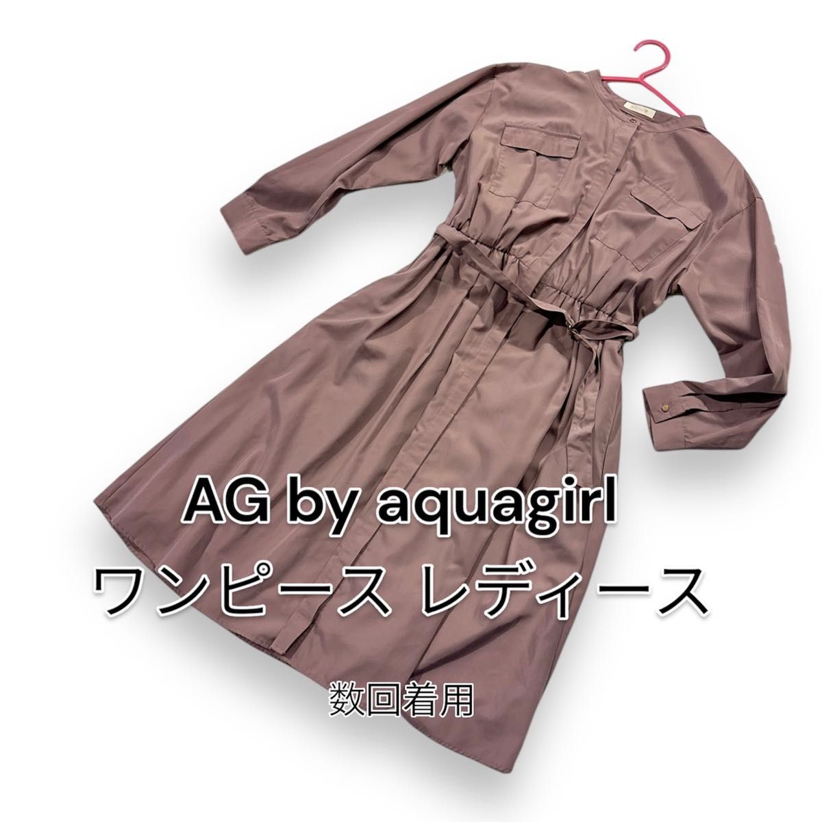 AG by aquagirl ワンピース レディース ワールド 春 秋 女性 ピンク パープル 綺麗めワンピ 長袖  マキシ丈